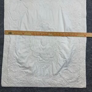 White Quilted Pillow Sham Cover Embroidered Floral Paisley‎ Standard Size
